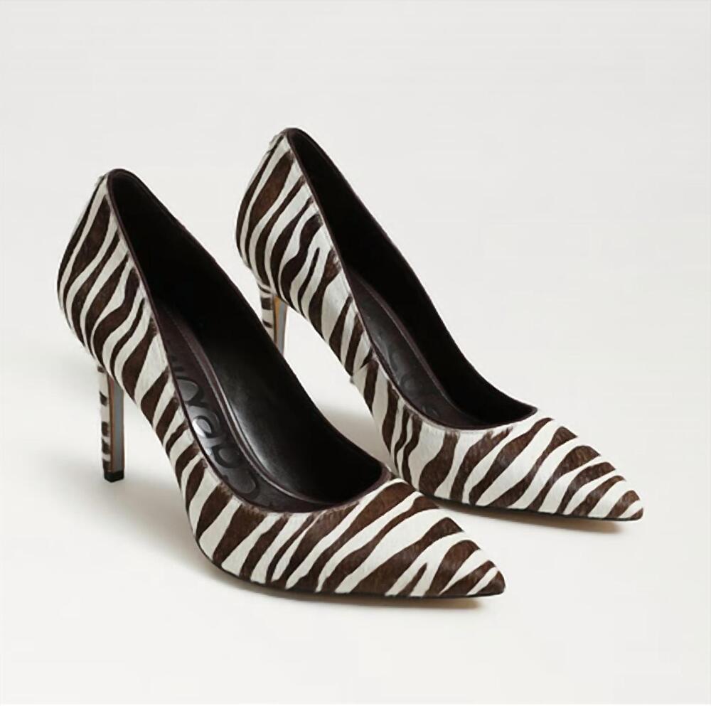 NEW SAM EDELMAN women's hazel calf hair pumps in zebra